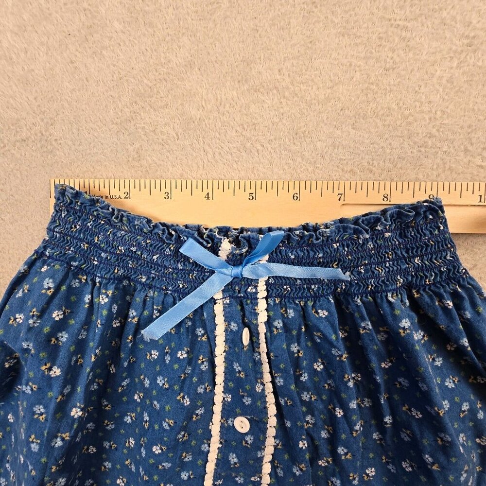 Coming Thing Vintage Girls Skirt Size 4 Blue Floral Cottagecore Boho Country - Picture 5 of 8